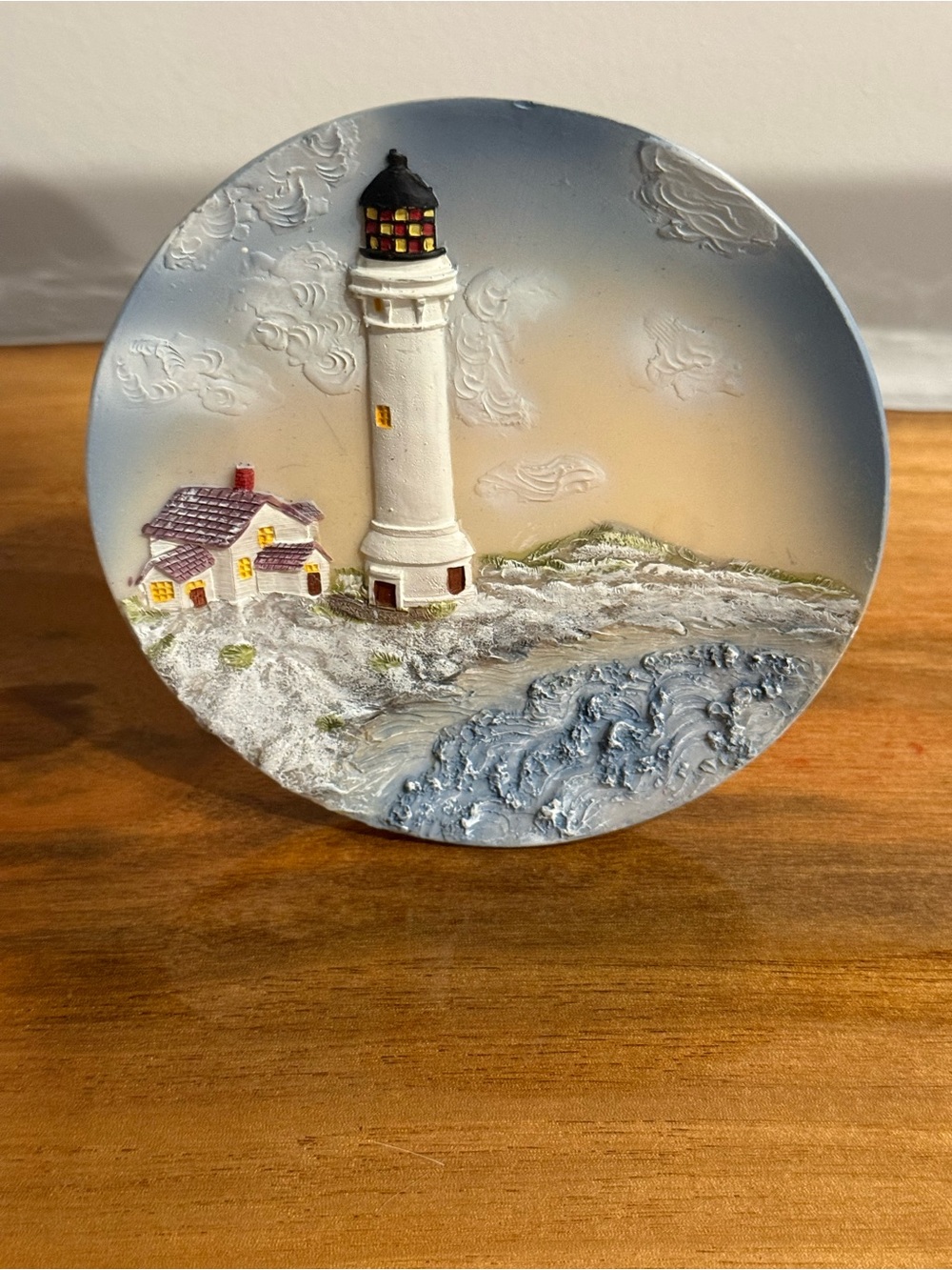 Vintage K’s Collection Coastal Lighthouse Decorative Wall Plate - Blue, White